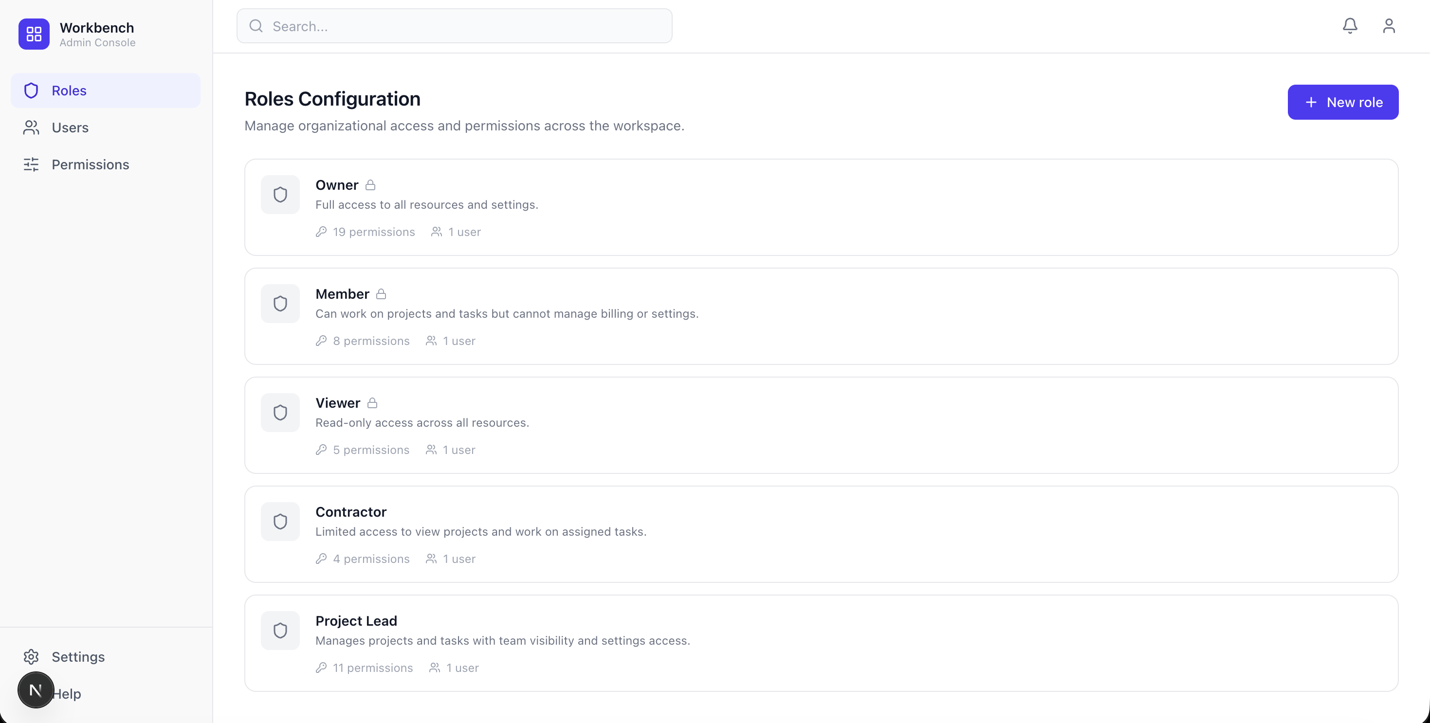 Workbench RBAC banner